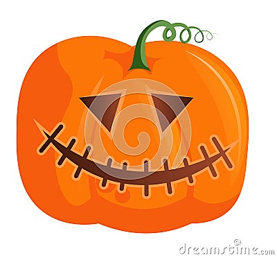 Isolated smiling Halloween pumpkin head on white Vector Illustration