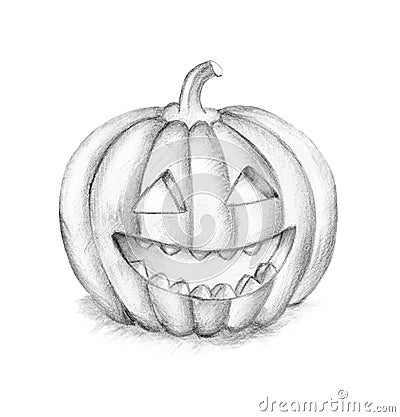 Smiling Halloween Pumpkin. Smiling Halloween Pumpkin. Hand drawing illustration Stock Photo