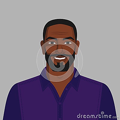 Smiling handsome black man with beard Vector Illustration