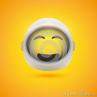 Smiling Happy Cheerful Spaceman Emoji in Space Suit with Helmet On Vector Illustration