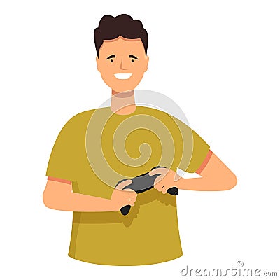 Smiling happy gamer icon cartoon vector. Videogame reality Vector Illustration