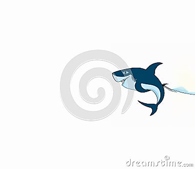 Smiling harpooned shark illustration drawing artwork sketch Cartoon Illustration