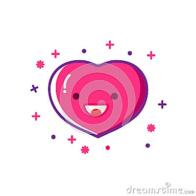 Smiling heart outline icon, modern flat design style. Love thin line symbol, vector illustration Vector Illustration