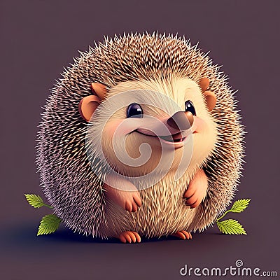 A smiling hedgehog with spiky quills can create a cheerful and cute t-shirt design. Stock Photo
