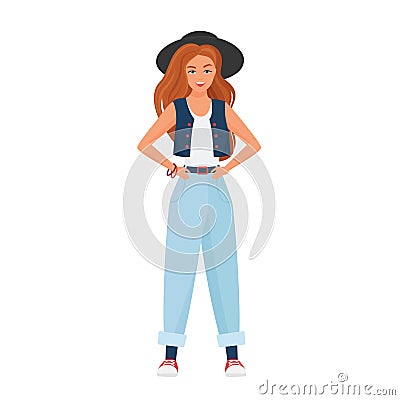 Smiling hipster girl Vector Illustration