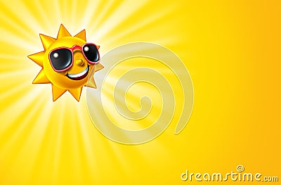 Smiling Hot Yellow Sun With Rays Stock Photo