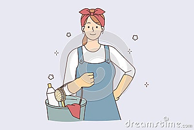 Smiling housekeeper in uniform Vector Illustration