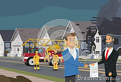 Property Insurance in Case of Fire Vector Concept Vector Illustration
