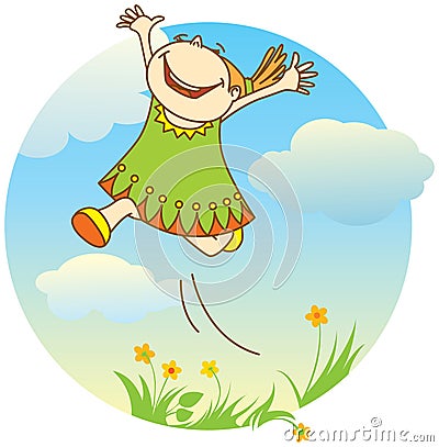 Smiling jumping girl Vector Illustration