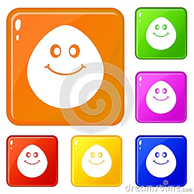 Smiling lime icons set vector color Vector Illustration