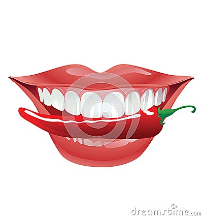 Smiling lips with pepper Vector Illustration