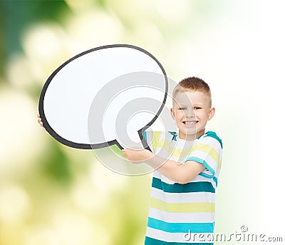 Smiling little boy with blank text bubble Stock Photo