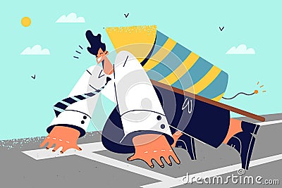 Motivated businessman ready for race Vector Illustration