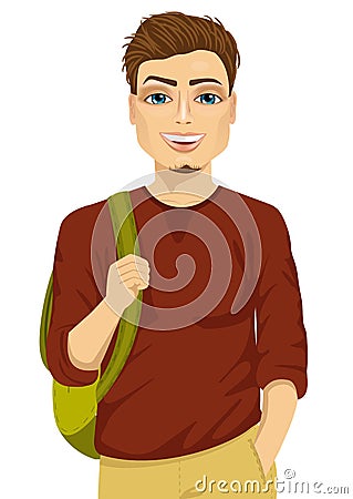 Smiling male student with a backpack Vector Illustration