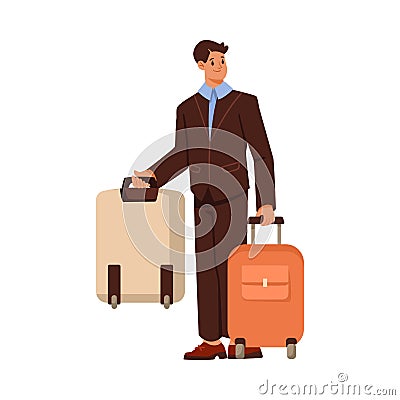 Smiling Man Bellman or Porter Carrying Luggage Vector Illustration Vector Illustration