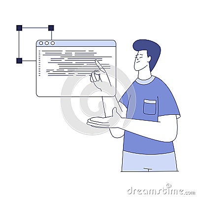 Smiling Man with Computer Screen Programming Vector Illustration Vector Illustration