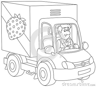 Truck driver delivering goods Vector Illustration