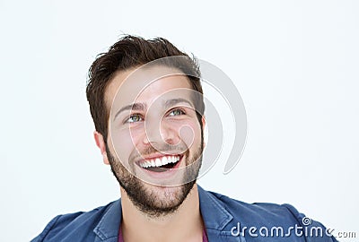 Smiling man face on white background Stock Photo