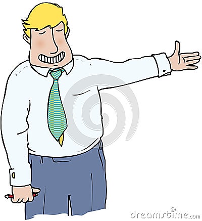 Smiling man gesturing Vector Illustration