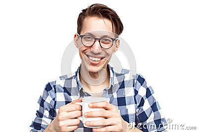 Smiling man with mug Stock Photo