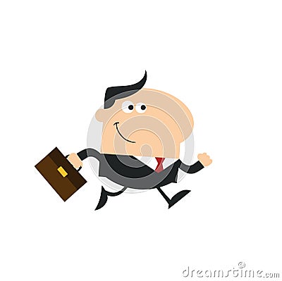 Smiling Manager With Briefcase Running To Work Modern Flat Design Vector Illustration