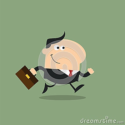 Smiling Manager With Briefcase Running To Work Modern Flat Design Vector Illustration