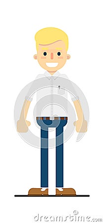 Smiling manager character in flat design Cartoon Illustration