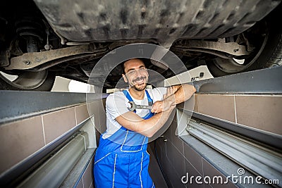 Smiling mechanic Stock Photo