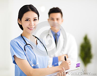 Smiling Medical doctors working in the hospital Stock Photo