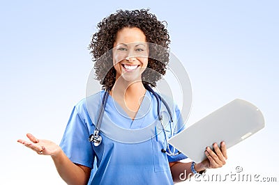 Smiling medical nurse Stock Photo