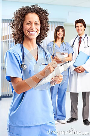 Smiling medical nurse Stock Photo