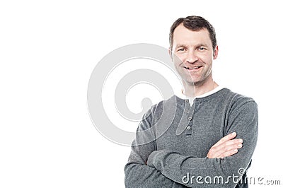 Smiling middle aged man isolated on white Stock Photo