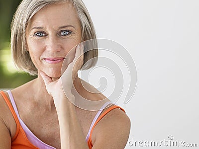 Smiling Middle Aged Woman Stock Photo