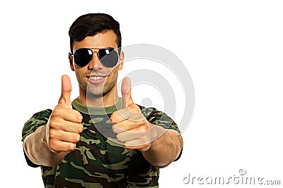 Smiling military man Stock Photo