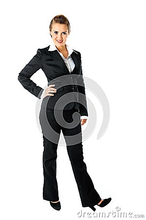 Smiling modern business woman isolated on white Stock Photo