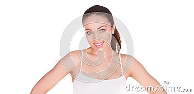 Smiling modern natural beauty brunette Stock Photo