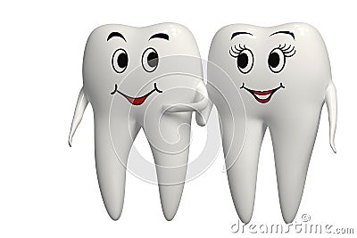 Smiling Mr and Mrs 3d Tooth icon - isolated Stock Photo
