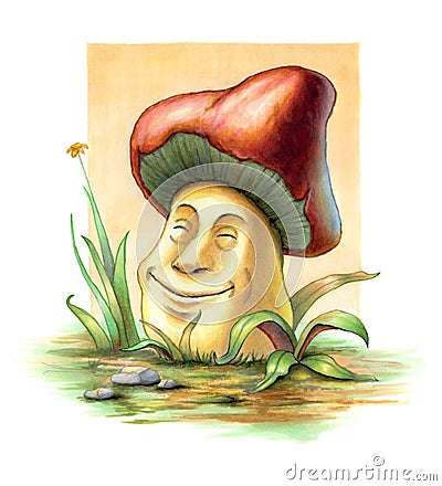 Smiling mushroom Cartoon Illustration