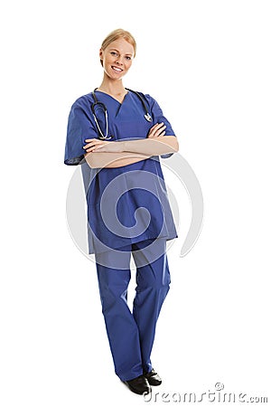 Smiling nurse woman with stethoscope Stock Photo