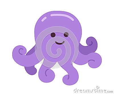 Smiling octopi with curly tentacles semi flat color vector character Vector Illustration