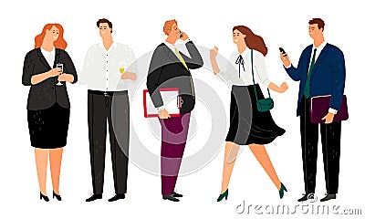 Smiling office people. Happy business characters, casual corporate workers with smiles, pleased cartoon office men and Vector Illustration