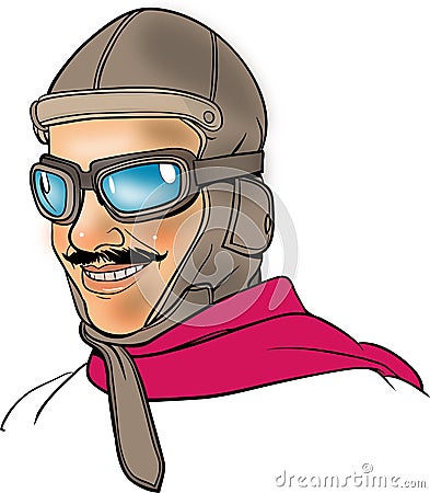 Early flight aviator (pilot) illustration, line art vector Vector Illustration