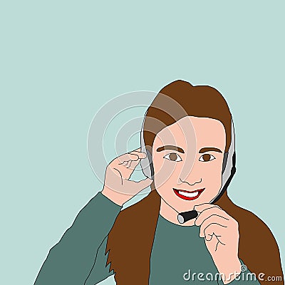 Smiling operator at call center in Vector format Vector Illustration