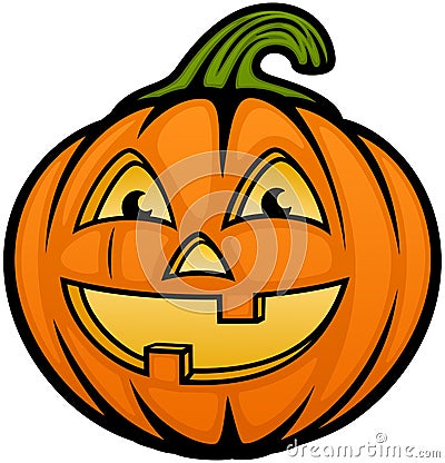 Smiling Orange Cartoon Jack O' Lantern Vector Illustration