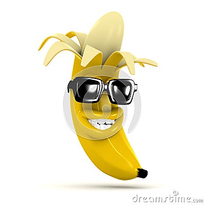 Smiling peeled 3d banana Stock Photo