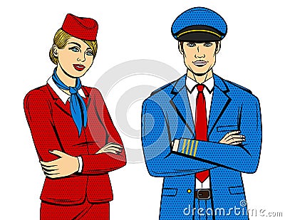 Smiling people wearing uniform with hat and scarf Cartoon Illustration