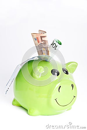 Smiling piggy bank Stock Photo