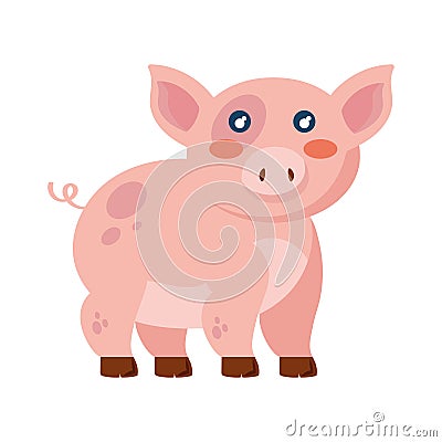 Smiling piglet standing Vector Illustration