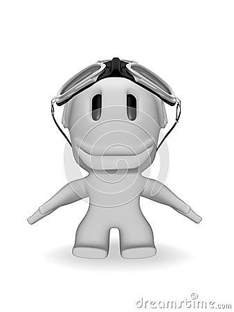 Smiling with pilot goggles Cartoon Illustration