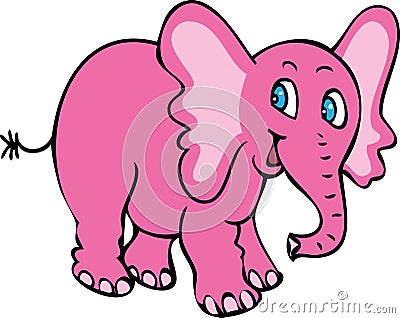 Smiling pink elephant Vector Illustration